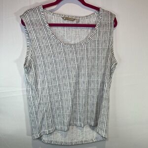 Athleta Womens Medium Shirt Tank Top Blue White Pullover Knit Sleeveless  M